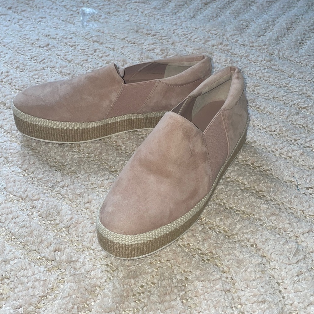 Brand new Vince light pink (mauve) suede sneakers with espadrille sides.